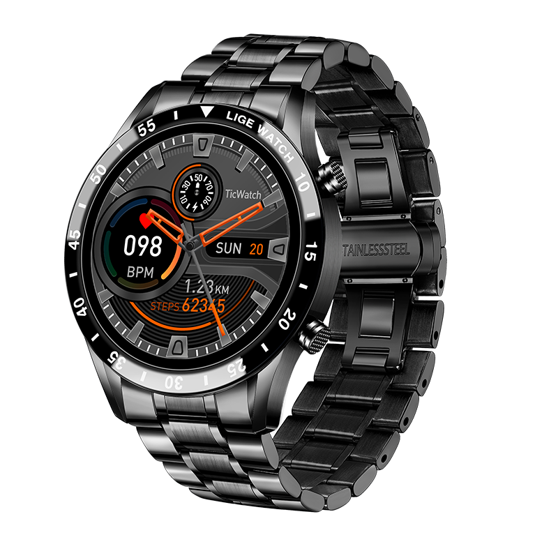 LIGE men's smart watch sports watch bluetooth call full screen touch waterproof watch