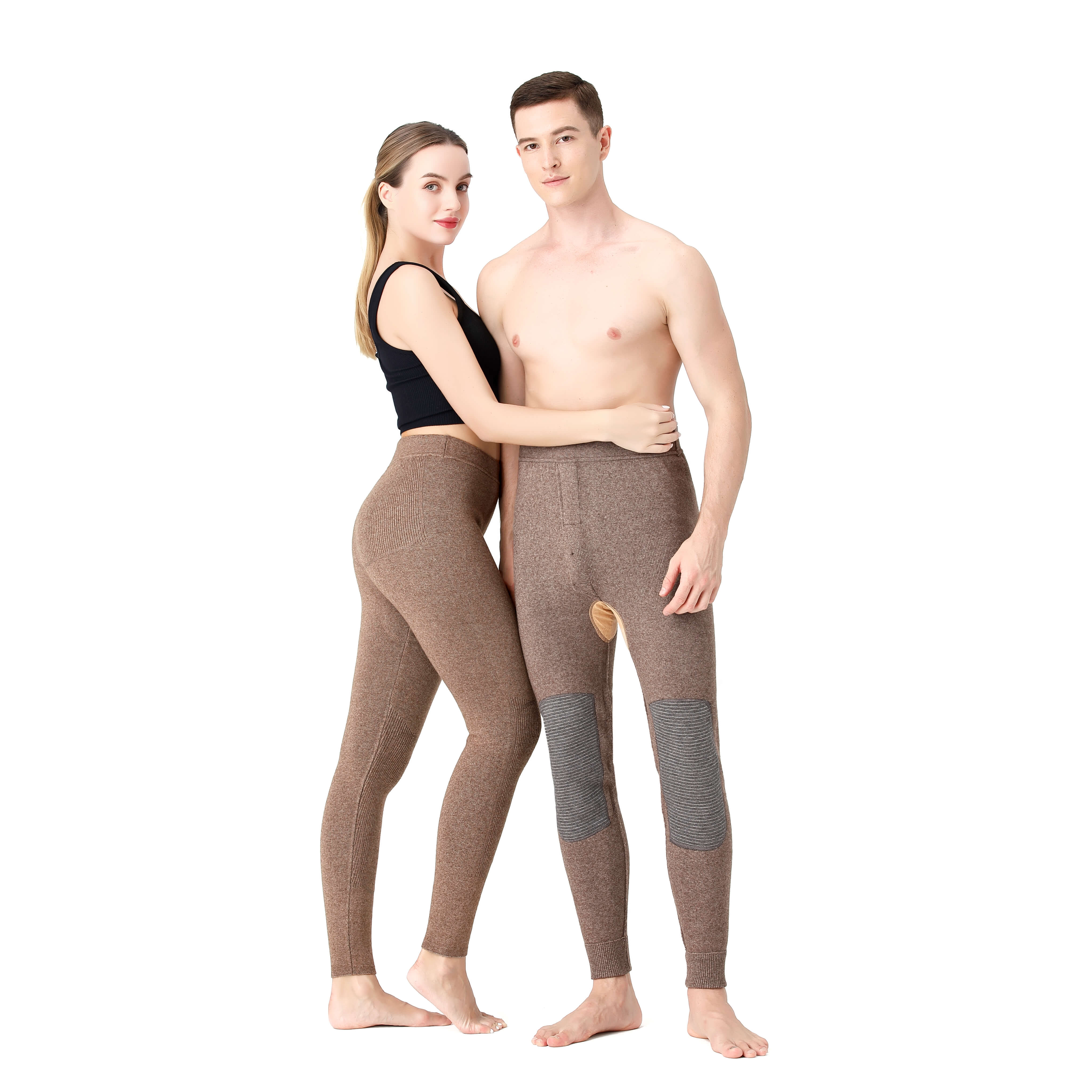 Men's three flat self-heating patch warm wool pants